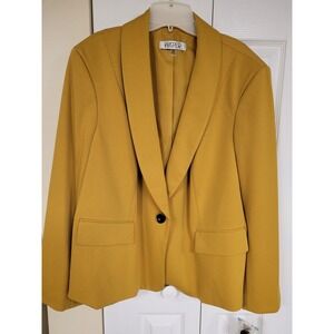 Kasper Women's Blazer 20W Mustard Gold Standard Single Button Career Jacket